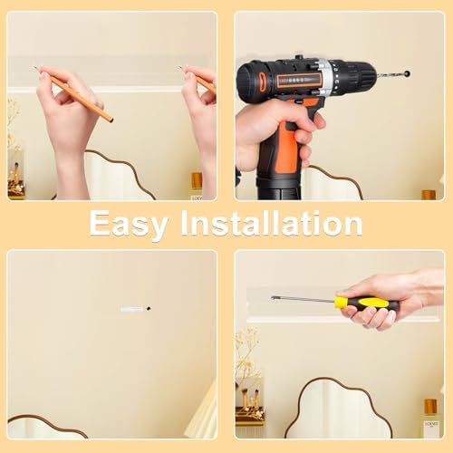 2-Pack Acrylic Spice Rack 15 Inch Wall Mount with Removable Guards