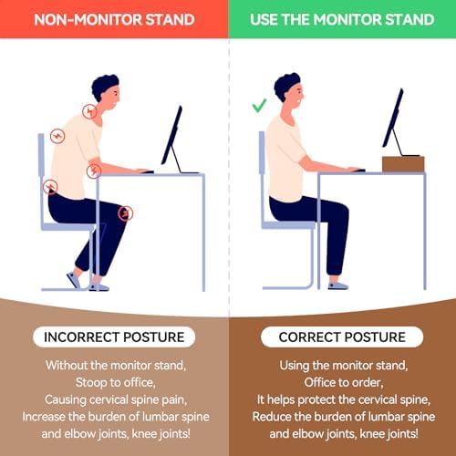 KIRIGEN Wood Monitor Stand Riser for Desk, 23.23 Inch, Brown 59-DBR