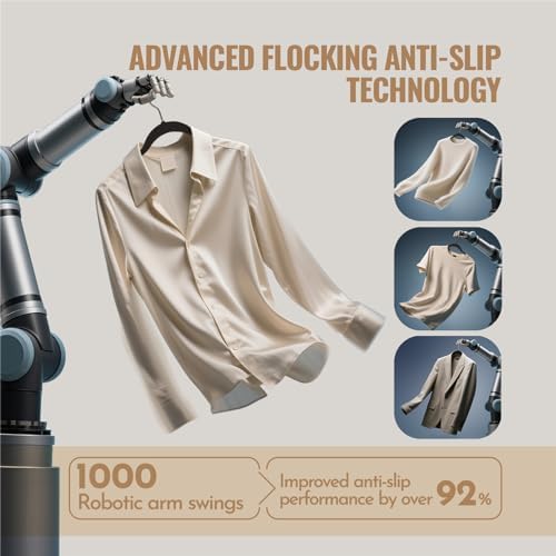 Sishynio Velvet Hangers 30 Pack, Slim Flocked Clothes Hangers Black