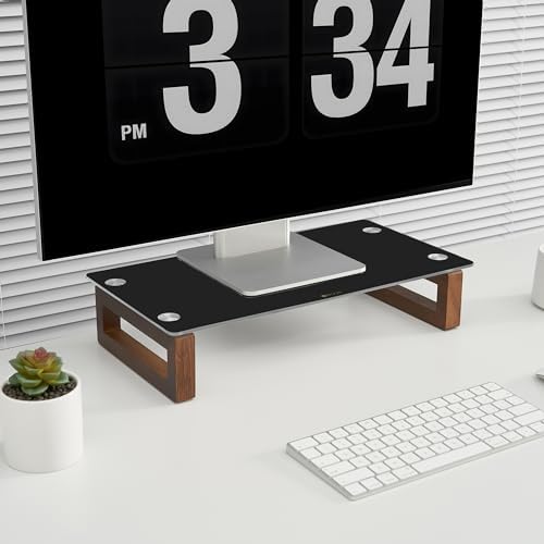 YEOUX Multi-Purpose Desktop Stand - 17.0" x 9.0" x 3.5" (Black & Walnut)