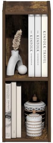 Furinno Fulda Book Shelf, 2-Tier Narrow Bookshelf, Bookcase with 8-in Width Storage Shelf, 9.3 x 7.9 x 21.2, for Living 
