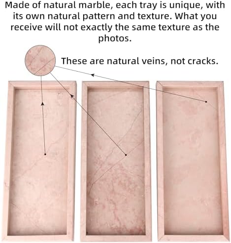 Marble Bathroom Vanity Tray, Pink/Cream Rose, 12"x 5" x1.2"