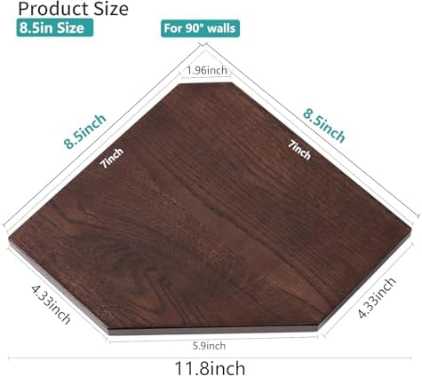 Corner Wall Shelves Set 2 Solid Oak Wood with Wire Hole Wall Mount,Walnut