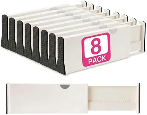 8 Drawer Organizer and Dividers, Organize Silverware and Utensils in Home Kitchen, Divider for Clothes in Bedroom Dresser, Designed to Not Snag Underwear and Bra Fabrics, Bathroom Storage Organizers
