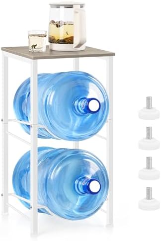 5 Gallon Water Bottle Holder Rack 2 Tier Water Jug Holder Stand with Storage Shelf, 2 Slots 5 Gal Water Cooler Jug Rack 