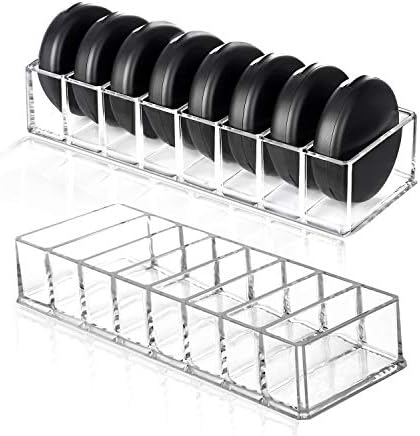 Clear Acrylic Compact Makeup Organizer 2 Pack 8 Compartments