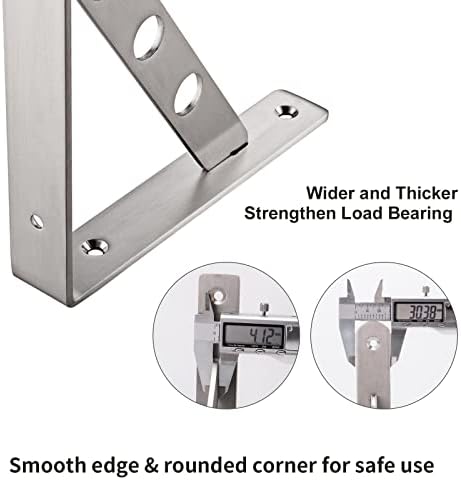 YUMORE 10 Inch Shelf Bracket, Heavy Duty L Bracket with 2 S Hook, 2 Pack