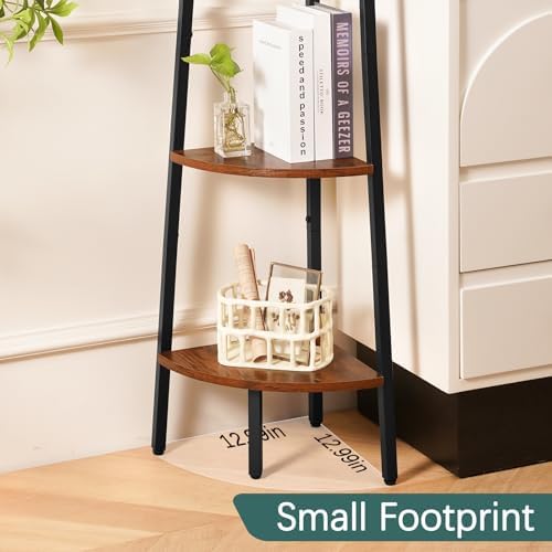 Yoobure 5-Tier Corner Shelf Stand- 67.5" Tall Corner Bookshelf with Metal Frame, Industrial Ladder Corner Shelves Displa