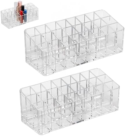 2 pcs Rollerball Perfume Organizer, 48 Spaces Clear Acrylic Perfume Storage Holder Beauty Scent Holder, Makeup Lipgloss 