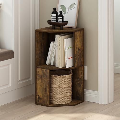 Furinno ECON Corner Shelf, 2-Tier Corner Book Shelf, Standing Storage Shelves, Cube Display Rack, Bookshelf, for Organiz