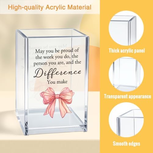 May You Be Proud Of The Work You Do Acrylic Cosmetic Pencil Pen Holder Cup, Graduation Gifts for College Student Daughter Niece Girl, Appreciation Retirement Gifts for Coworker Boss Leader Lady
