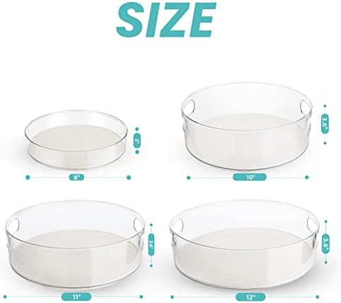 KAGUYA 4 Pack Lazy Susan Organizer, Non-Skid Turntable Organizer for Cabinet, Pantry, Kitchen, Office Countertop, Refrig