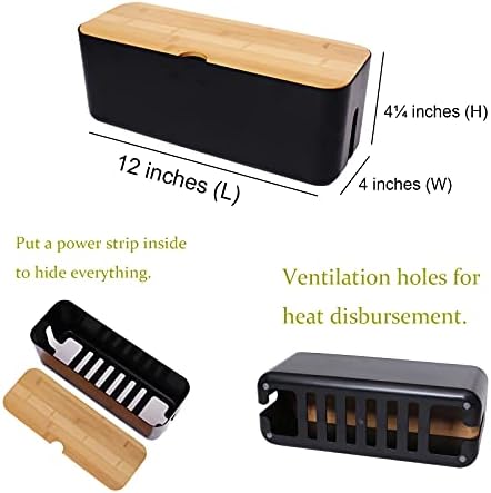 Changsuo Cable Management Box Small White Cable Organizer Box for Extension Cord Power Stripe Surge Protector Wire Manag