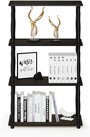 Furinno Turn-N-Tube 4-Tier Multipurpose Shelf Display Rack, Classic Tubes, Espresso/Black