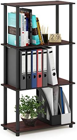 Furinno Turn-N-Tube Toolless 4-Tier Storage Shelves, Dark Cherry