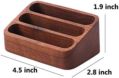 Sizikato Wooden Business Card Holder for Desk, 3 Card Slots Business Card Display Holder Stand