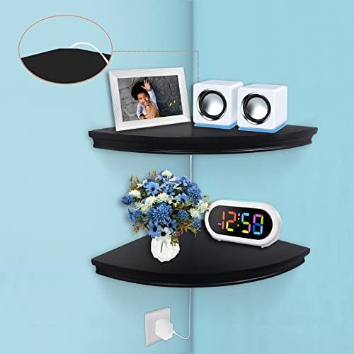 Floating Corner Wall Shelves Radial Wood Mounted Display Shelf for Bedroom Living Room Bathroom Kitchen 12 Inch Set of 2