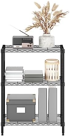 Furinno Wayar 3-Tier Metal Storage Shelf Rack, 23 x 13 x 30, Black
