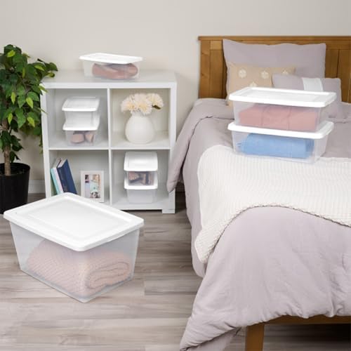 Sterilite Clear Storage Box Stackable Tote, 58 Quart, 6-Pack