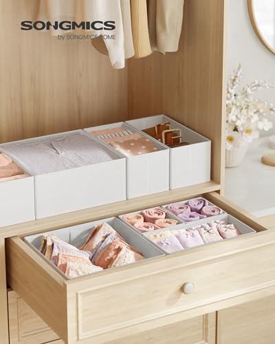 SONGMICS Drawer Organizers, Set of 18, Foldable Fabric Storage Boxes