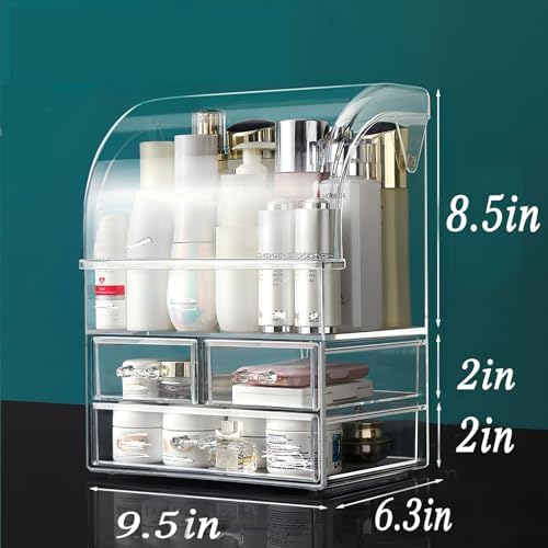 Clear Large Acrylic Makeup Organizer With Lid Cosmetic Storage Drawers Portable Makeup Organizers Dustproof And Waterpro