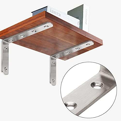 YUMORE L Bracket, 5" x 3" Max Load: 35lb/15KG Heavy Duty Stainless Steel Solid Shelf Support Corner Brace Joint Right An