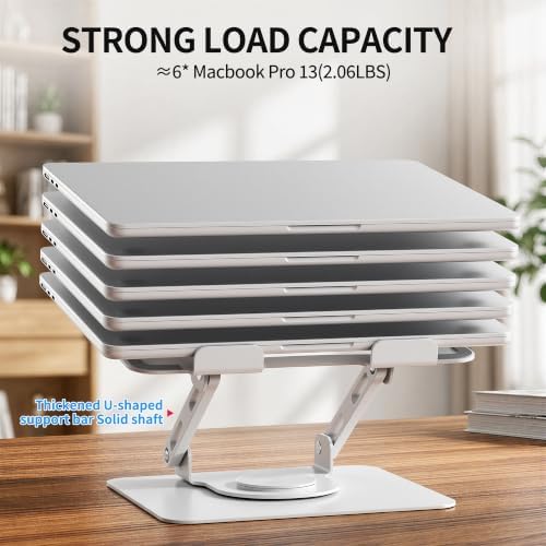 SOUNDANCE 360 Rotating Laptop Stand, Adjustable Riser,10-17",White