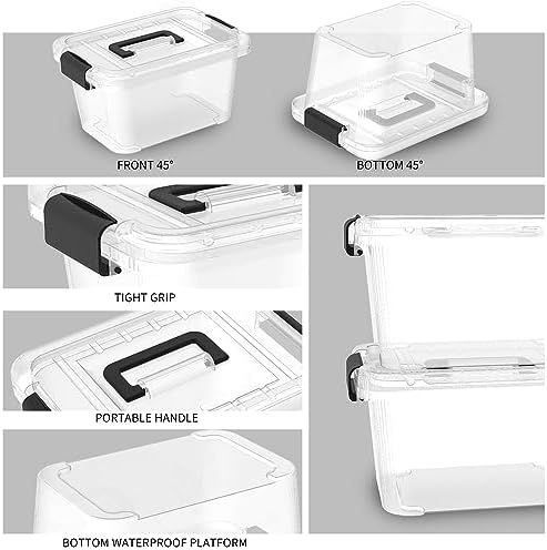 Cetomo 6Lx20 Pack Storage Boxes, Storage Box with Lids and Handle for Home Dorm Office Organization, Stackable Nesting T