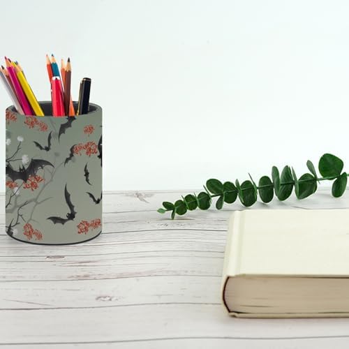 Bats Flowers Pen Holder Pencil Cup for Desk Organizer