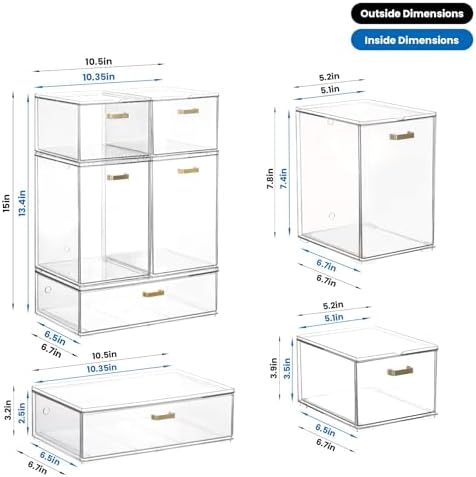 LALOBLUE Stackable Clear Acrylic Drawer Baby Bottle Makeup Organizer