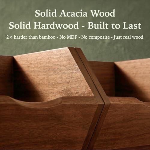 Acacia Pantry Storage Bins Set of 3, Stackable Potato Onion Wood Baskets