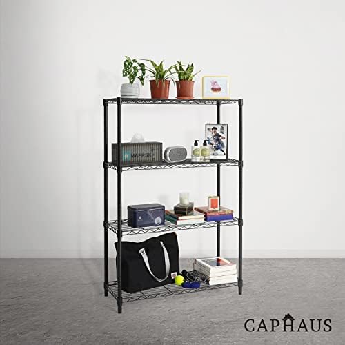 CAPHAUS 4-Tier Adjustable Height Wire Shelving Unit, Wire Rack Shelving, Metal Steel Storage Shelves, Garage Shelving St