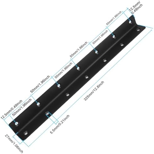 L Bracket, Heavy Duty Corner Brace, 10 Pack 12.8" Metal Shelf Bracket Angle Bracket for Shelves, Black Metal Braces for 