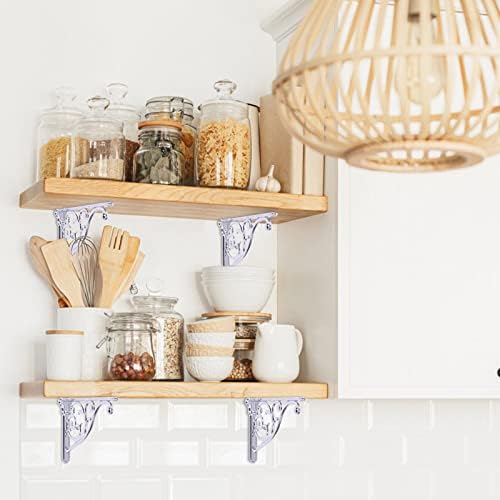 Shelf Brackets 8 Inch 4PCS Heavy Duty Polished Chrome Wall Bracket Baroque Kitchen Decorative Rack Shelves, Including Al