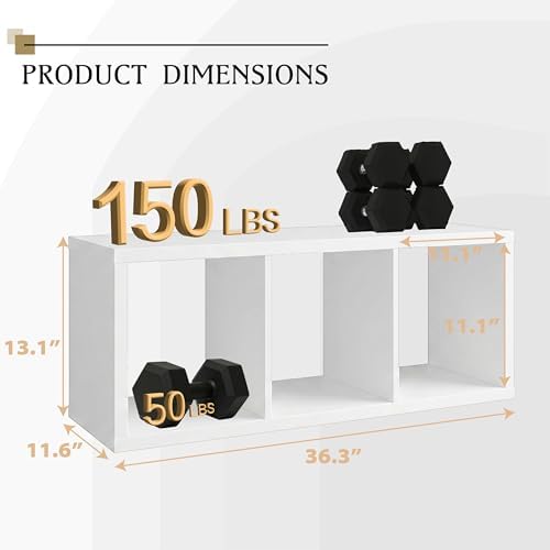 WannabeMyself【2026 Wooden Thick Frame】 3 Cube Storage Organizer with Anti-Tipping Kits, Reversible Open Back Book Shelf,