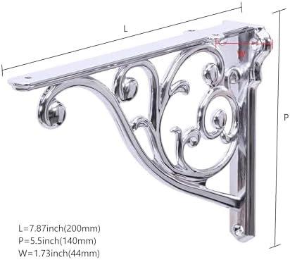 Ornate Decorative Shelf Brackets 8 inch Small Wall Mounted Shelving Bracket 4 Pack Polished Chrome Vintage Shelf Bracket