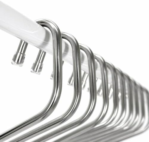 OLG 8mm Stainless Pants Hanger with V Hook and Reverse S, Non-Slip for Men Women -Heavy-Duty Trouser and Jeans Closet Organizer, Ganchos para Pantalones (20, White)