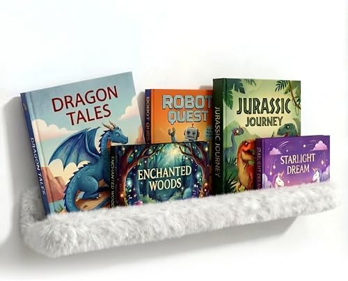 1PC Plush Bookshelf for Kids, Soft Hanging Wall Book Display Shelf