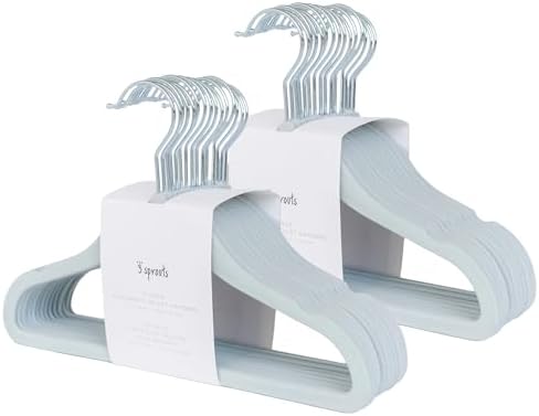 3 Sprouts Velvet Baby Hangers, Non Slip Slim, Blueberry Blue, 30 Pack