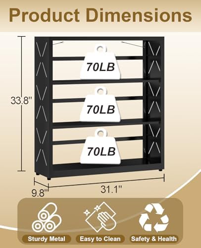 3-Tier Metal Bookshelf, Small Bookcase with Adjustable Shelves