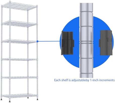 REGILLER 6 Wire Shelving Steel Storage Rack Adjustable Unit Shelves for Laundry Bathroom Kitchen Pantry Closet(Silver,11
