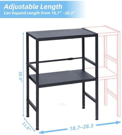 2-Tier Expandable Metal Storage Shelves, 150LBS Heavy Duty Shelving Units and Storage,Adjustable Utility Organization an