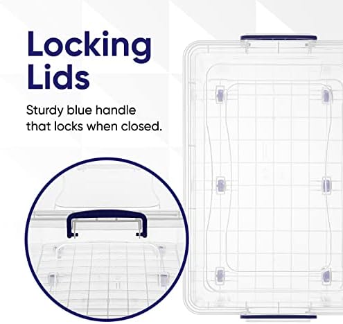 Superio Storage Containers With Wheels (3 Pack), Stackable Large Storage Containers With Lids, Durable Latches (32 Qt)
