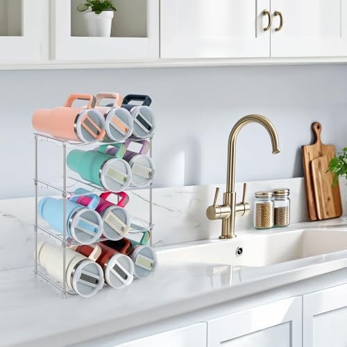 Sbosbo Water Bottle Organizer for Stanley 40 oz Tumbler, Stackable Water Bottle Holder for Kitchen Fridge Cabinet Organi