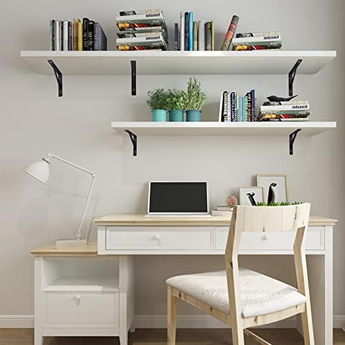 Heavy Duty Shelf Brackets - 8 Pcs L Shaped Metal Wall Mount Shelves Support for Floating Shelves (3.7 x 6 inch) (Pack of