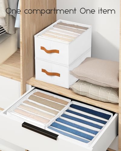 Homsorout Closet Organizers and Storage - Fabric Clothes Organizer with Handles, Foldable Jeans Organizer for Clothes, D