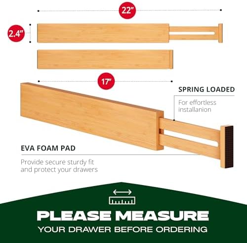 ROYAL CRAFT WOOD Adjustable Bamboo Drawer Dividers