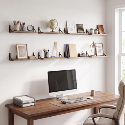 Fixwal Width 4.75 Inches Floating Wall Shelves, Set of 8, Light Carbonized