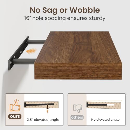 72 Inch Floating Shelves for Wall 2 Pack, Wood Wall Bathroom Shelves