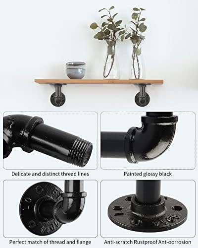 MUZIK 6Pcs 4"×4" L Pipe Shelf Bracket, Heavy Duty Wall Mount, DIY Shelving